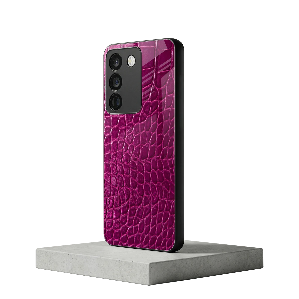Croco Pink vivo y200 5g mobile cover | shockproof glass phone case