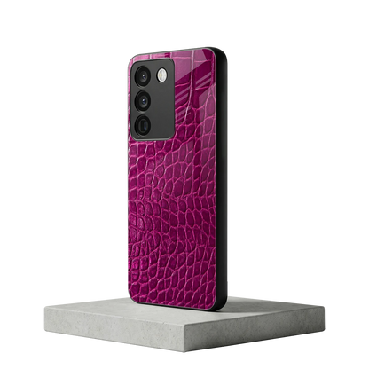 Croco Pink vivo y200 5g mobile cover | shockproof glass phone case