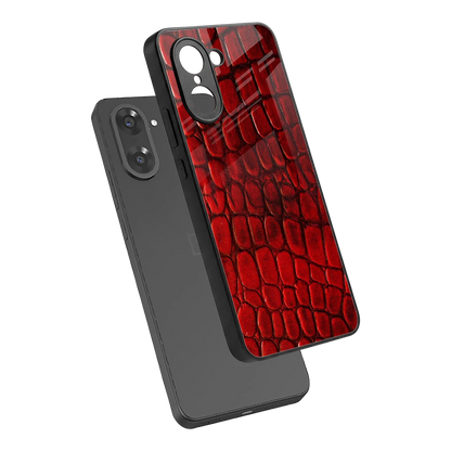 Croco Red sleek oneplus nord ce5 5g cover with tempered glass back and TPU edges