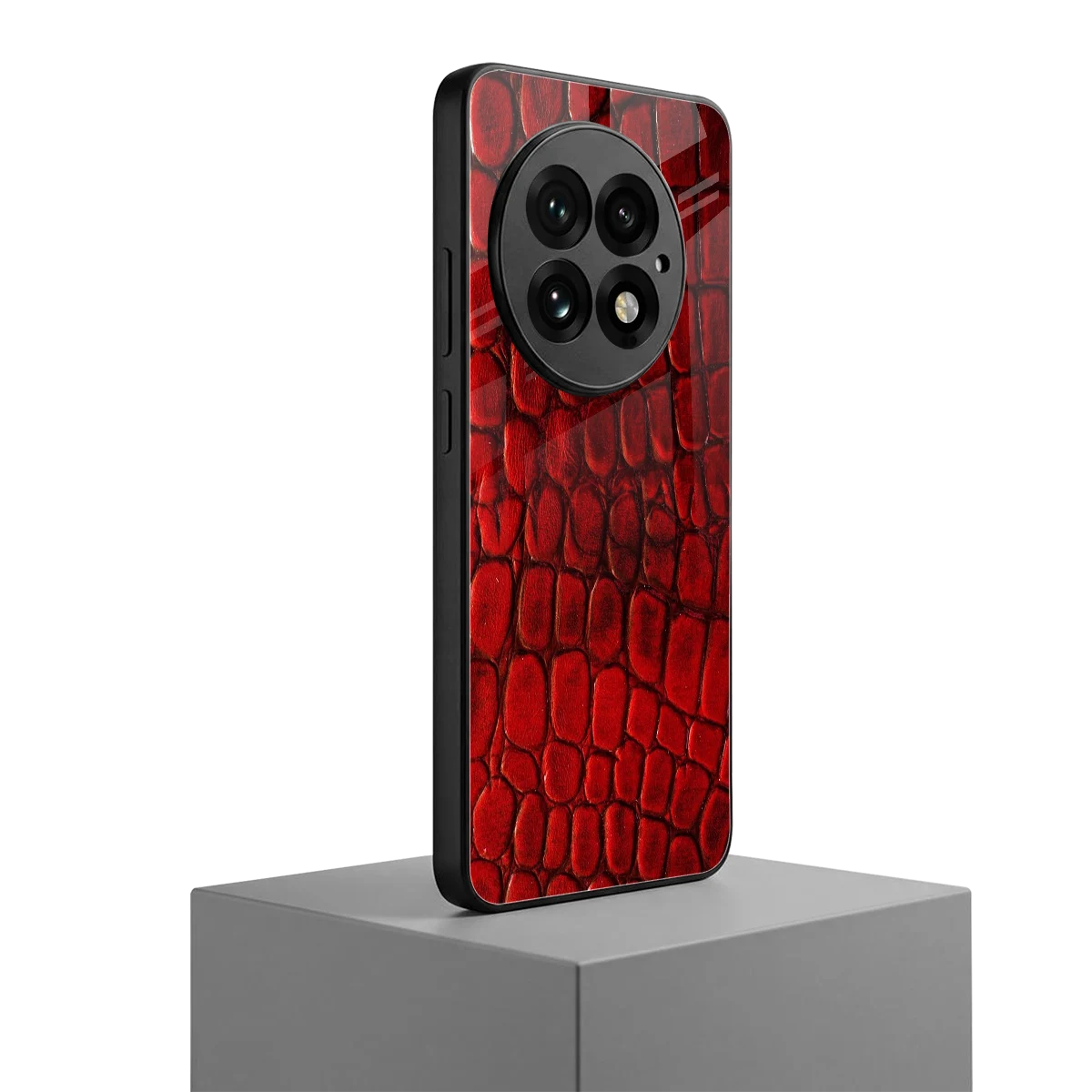 Croco Red oneplus 13 mobile cover | shockproof glass phone case