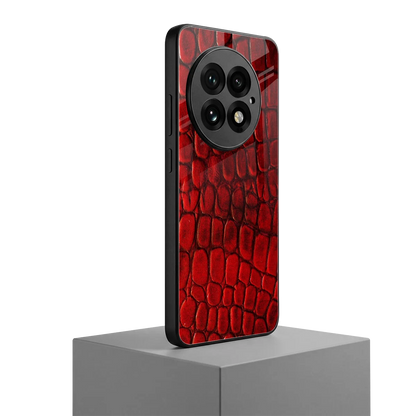 Croco Red oneplus 13 mobile cover | shockproof glass phone case