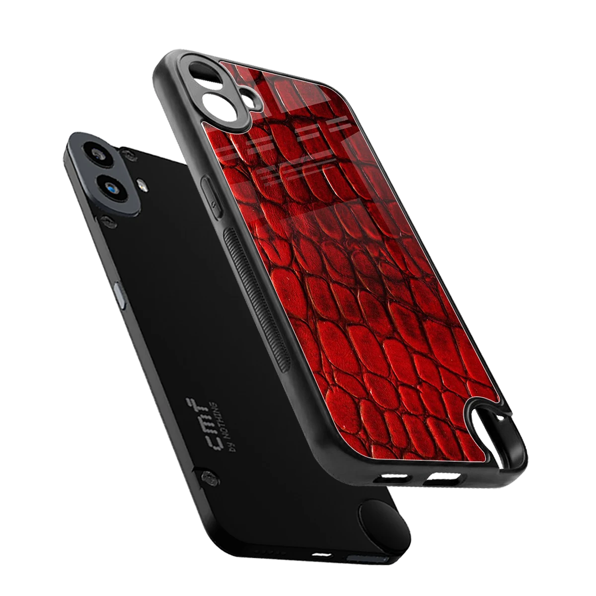 Croco Red sleek cmf nothing phone 1 cover with tempered glass back and TPU edges