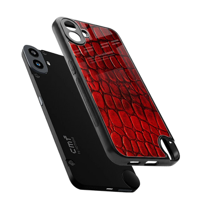 Croco Red sleek cmf nothing phone 1 cover with tempered glass back and TPU edges