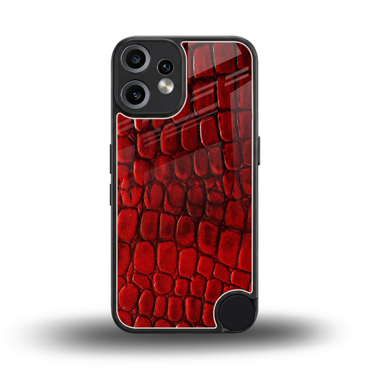 Croco Red back phone cover | glass case for cmf nothing phone 2 pro