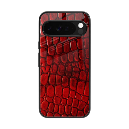 Croco Red back phone cover | glass case for google pixel 10 pro xl