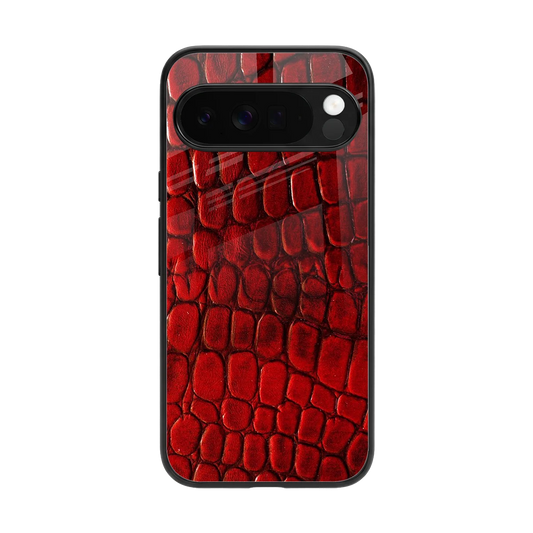 Croco Red back phone cover | glass case for google pixel 10 pro xl