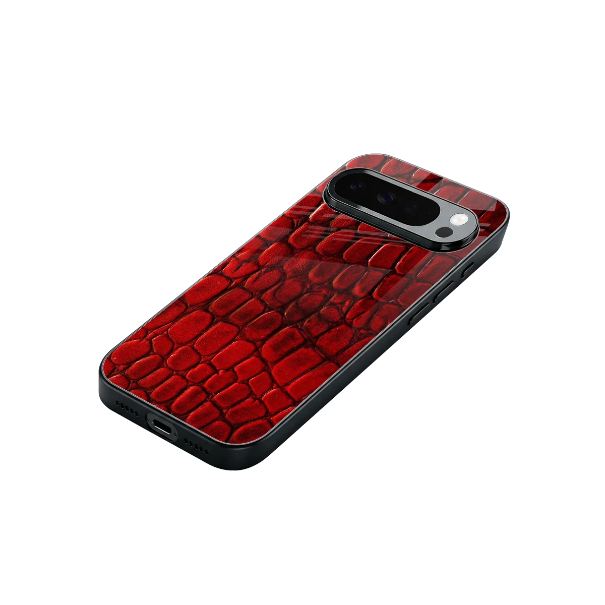 Croco Red stylish phone case for google pixel 10 pro xl | glossy glass and slim fit
