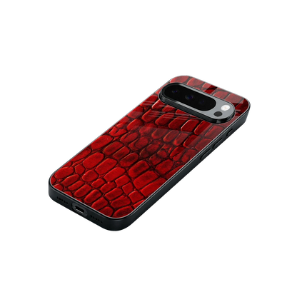 Croco Red stylish phone case for google pixel 10 pro xl | glossy glass and slim fit