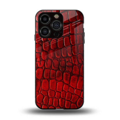 Croco Red back phone cover | glass case for iphone 13 pro
