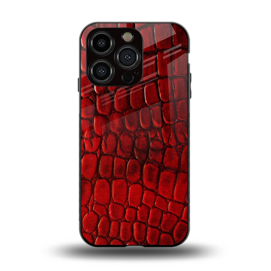Croco Red back phone cover | glass case for iphone 11 pro