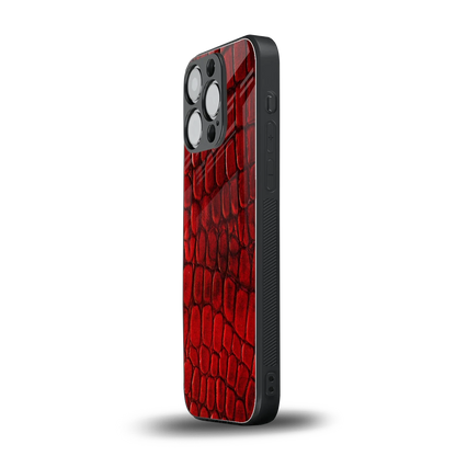 Croco Red iphone 13 pro mobile cover | shockproof glass phone case