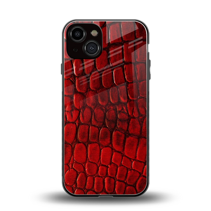 Croco Red back phone cover | glass case for iphone 14