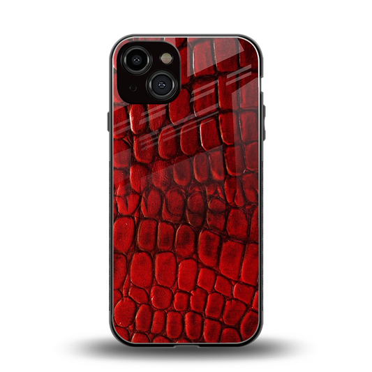 Croco Red back phone cover | glass case for iphone 14