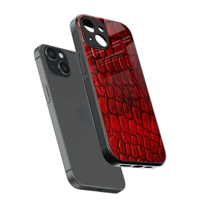 Croco Red sleek iphone 13 cover with tempered glass back and TPU edges