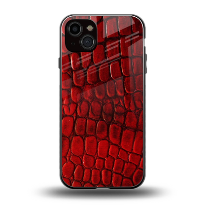 Croco Red back phone cover | glass case for iphone 14 plus