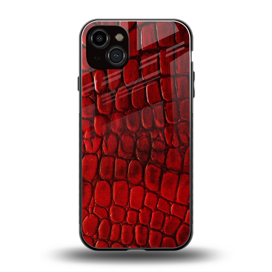 Croco Red back phone cover | glass case for iphone 14 plus