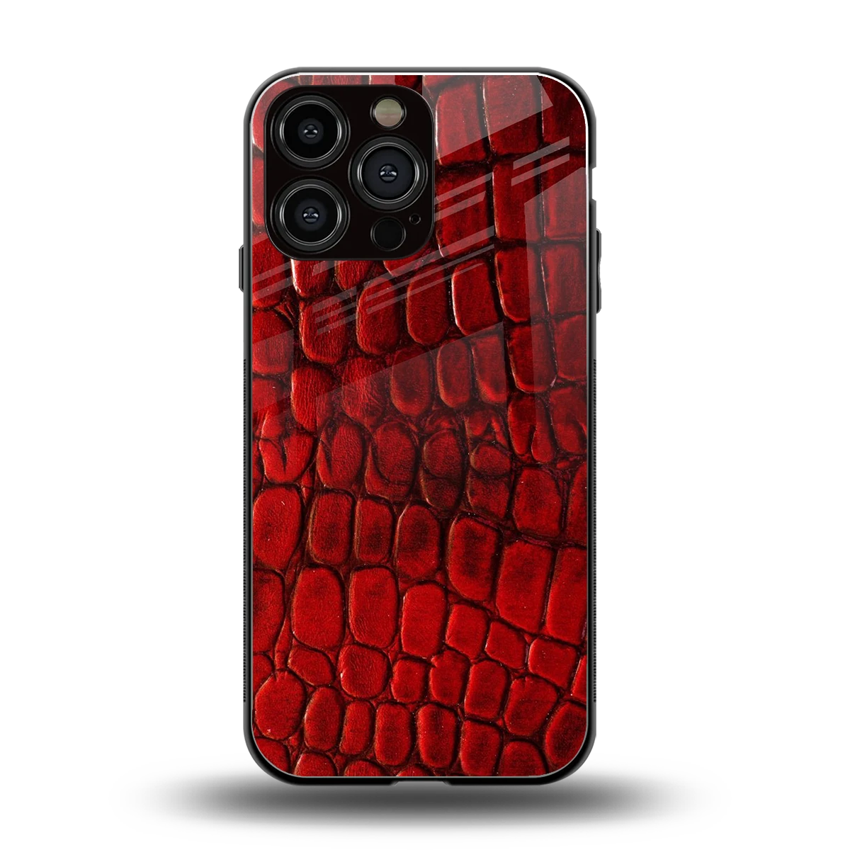 Croco Red back phone cover | glass case for iphone 15 pro max
