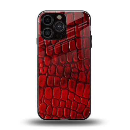 Croco Red back phone cover | glass case for iphone 15 pro max