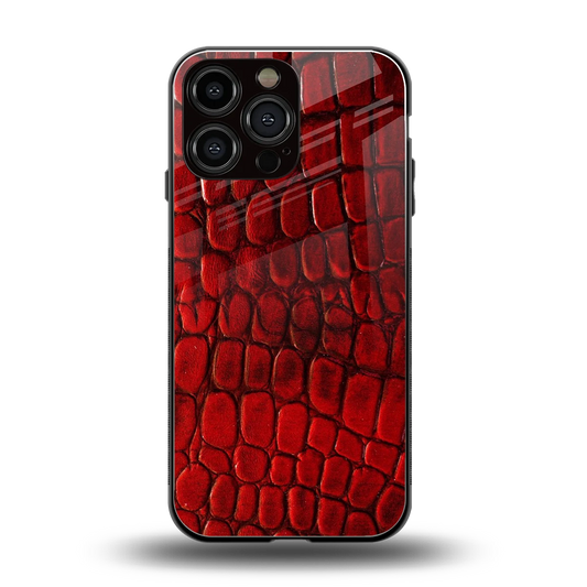Croco Red back phone cover | glass case for iphone 15 pro max
