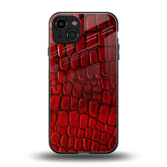 Croco Red back phone cover | glass case for iphone 15