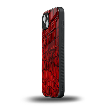 Croco Red iphone 15 mobile cover | shockproof glass phone case