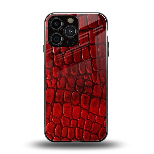 Croco Red back phone cover | glass case for iphone 16 pro max