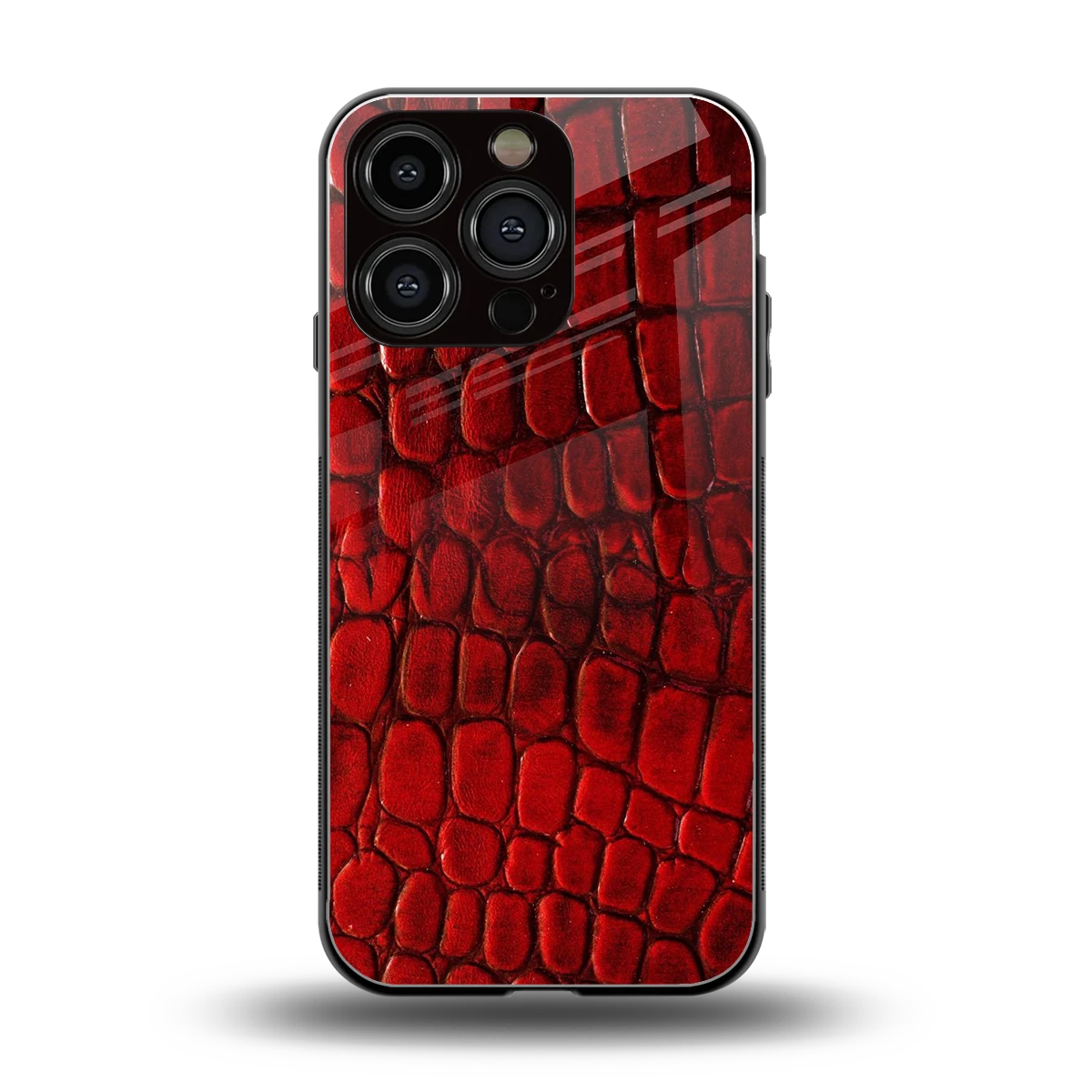 Croco Red back phone cover | glass case for iphone 16 pro