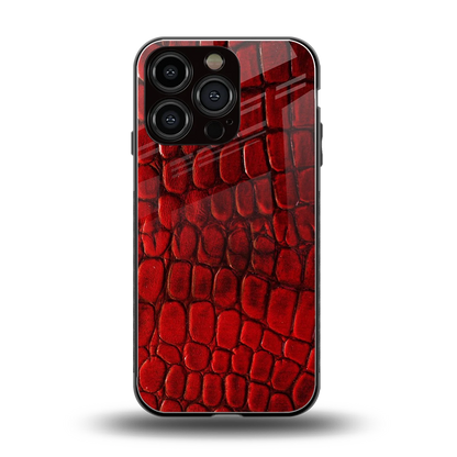 Croco Red back phone cover | glass case for iphone 16 pro