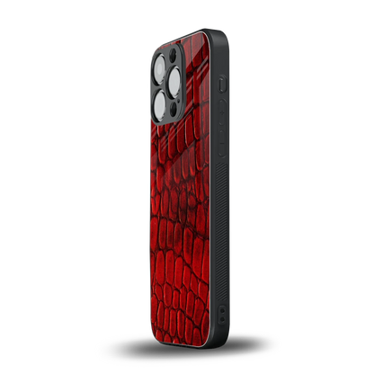 Croco Red iphone 16 pro mobile cover | shockproof glass phone case
