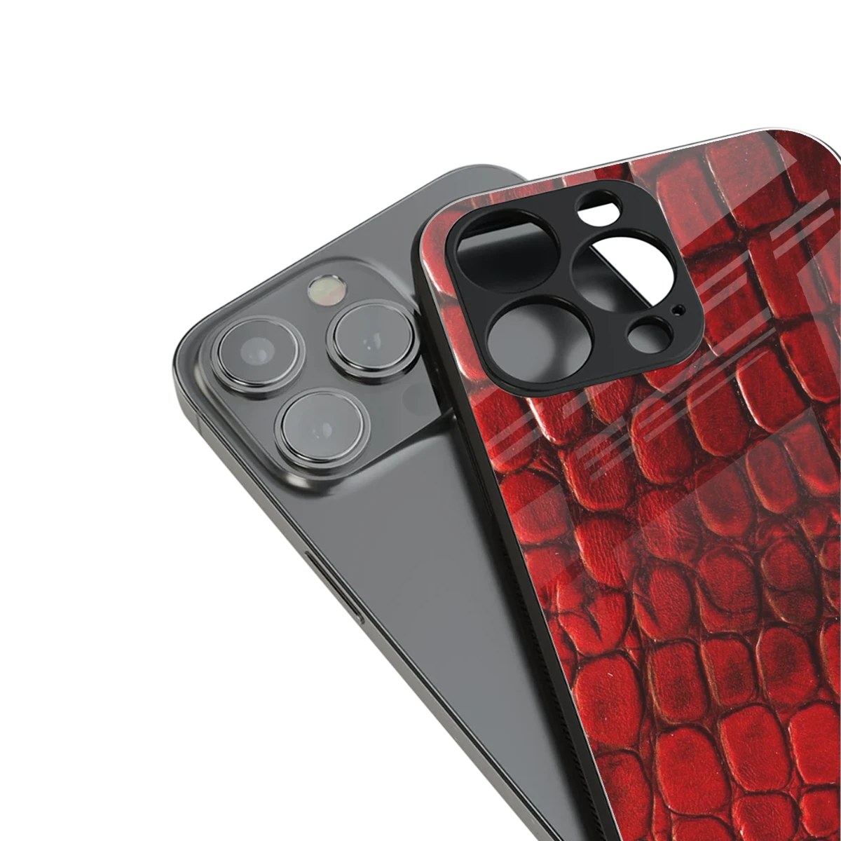 Croco Red stylish phone case for iPhone 16 | glossy glass and slim fit