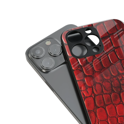 Croco Red stylish phone case for iphone 16 pro max | glossy glass and slim fit