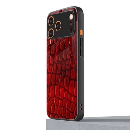 Croco Red iphone 17 pro mobile cover | shockproof glass phone case