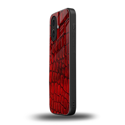 Croco Red iphone 17 mobile cover | shockproof glass phone case