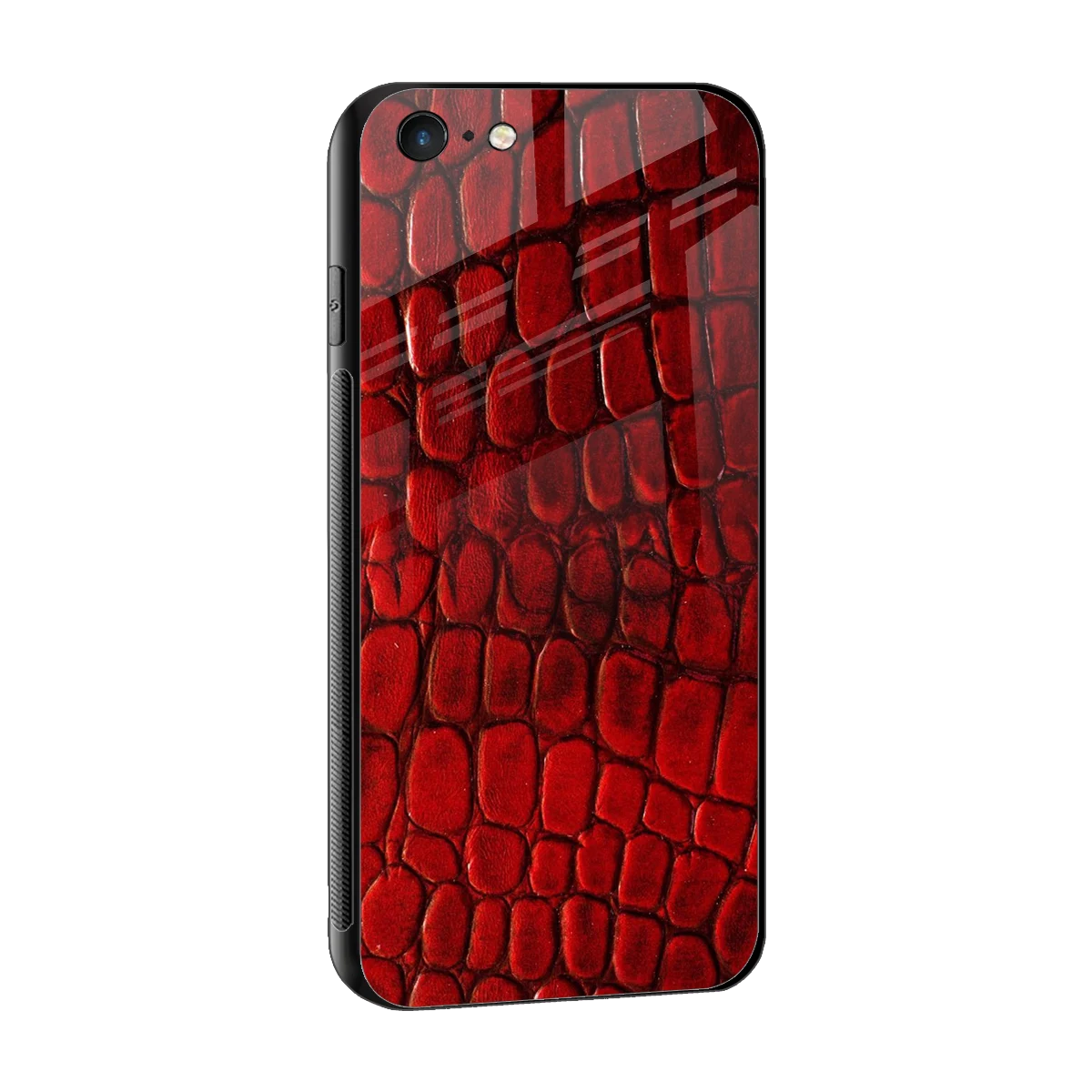 Croco Red sleek iphone 6 cover with tempered glass back and TPU edges