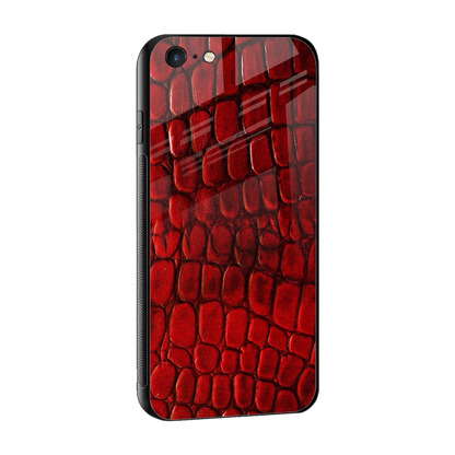 Croco Red sleek iphone 6s plus cover with tempered glass back and TPU edges