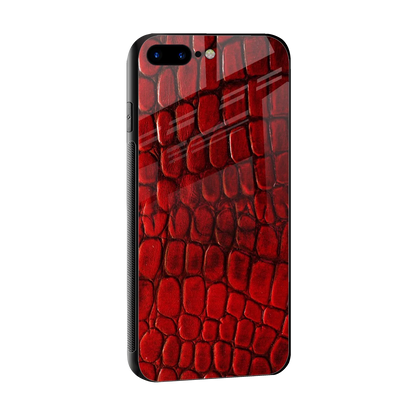 Croco Red sleek iphone 8 plus cover with tempered glass back and TPU edges