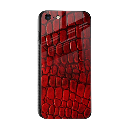 Croco Red sleek iphone 7 cover with tempered glass back and TPU edges