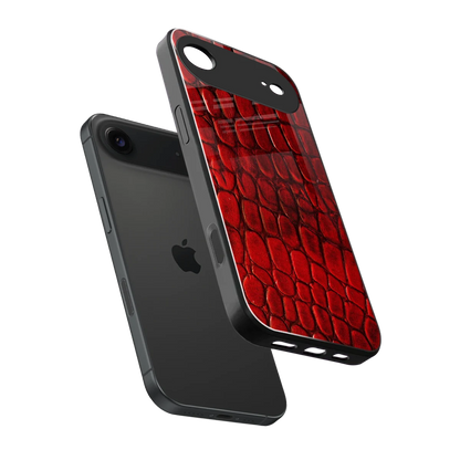 Croco Red sleek iphone air cover with tempered glass back and TPU edges