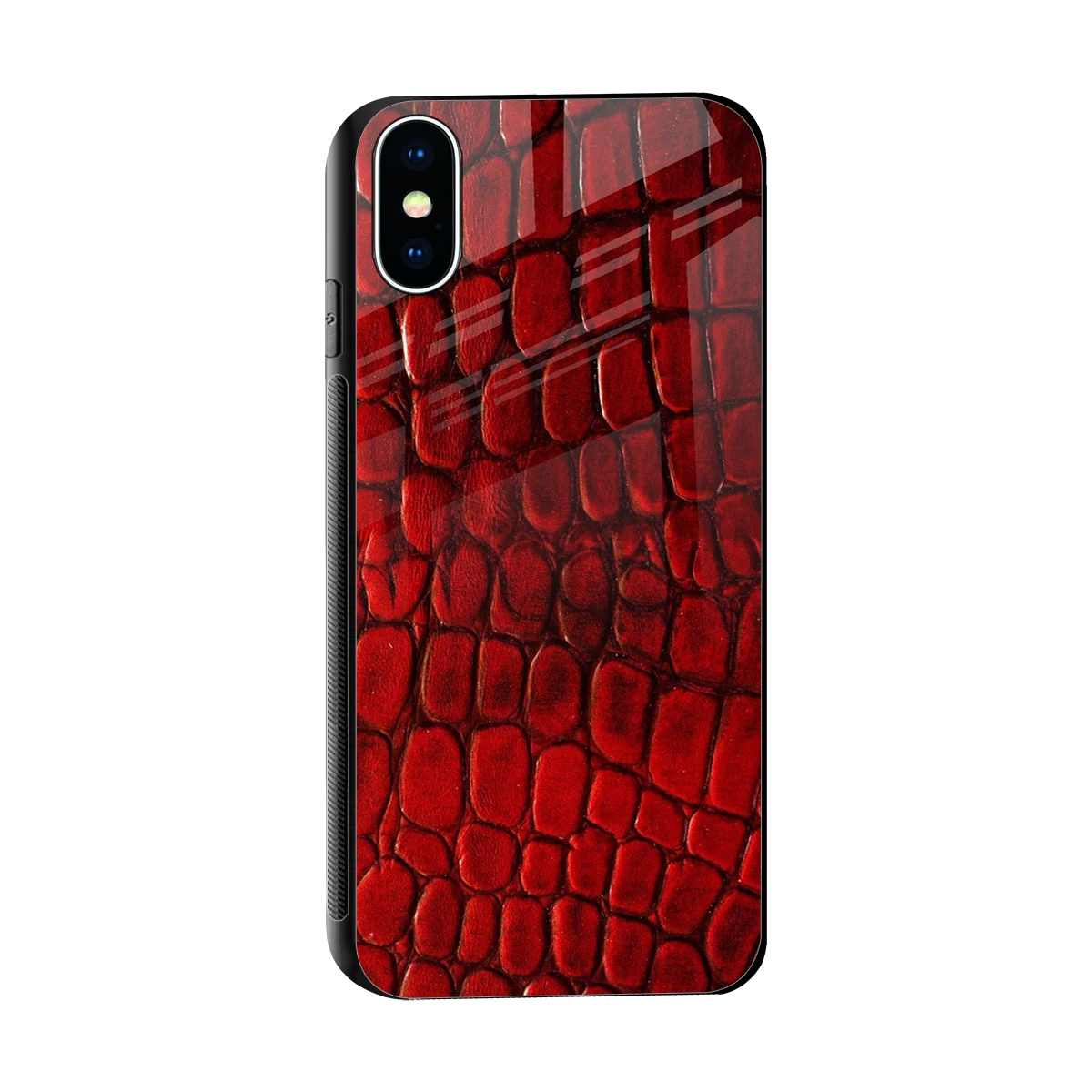 Croco Red sleek iphone x cover with tempered glass back and TPU edges