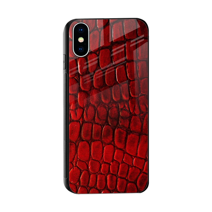 Croco Red sleek iphone x cover with tempered glass back and TPU edges
