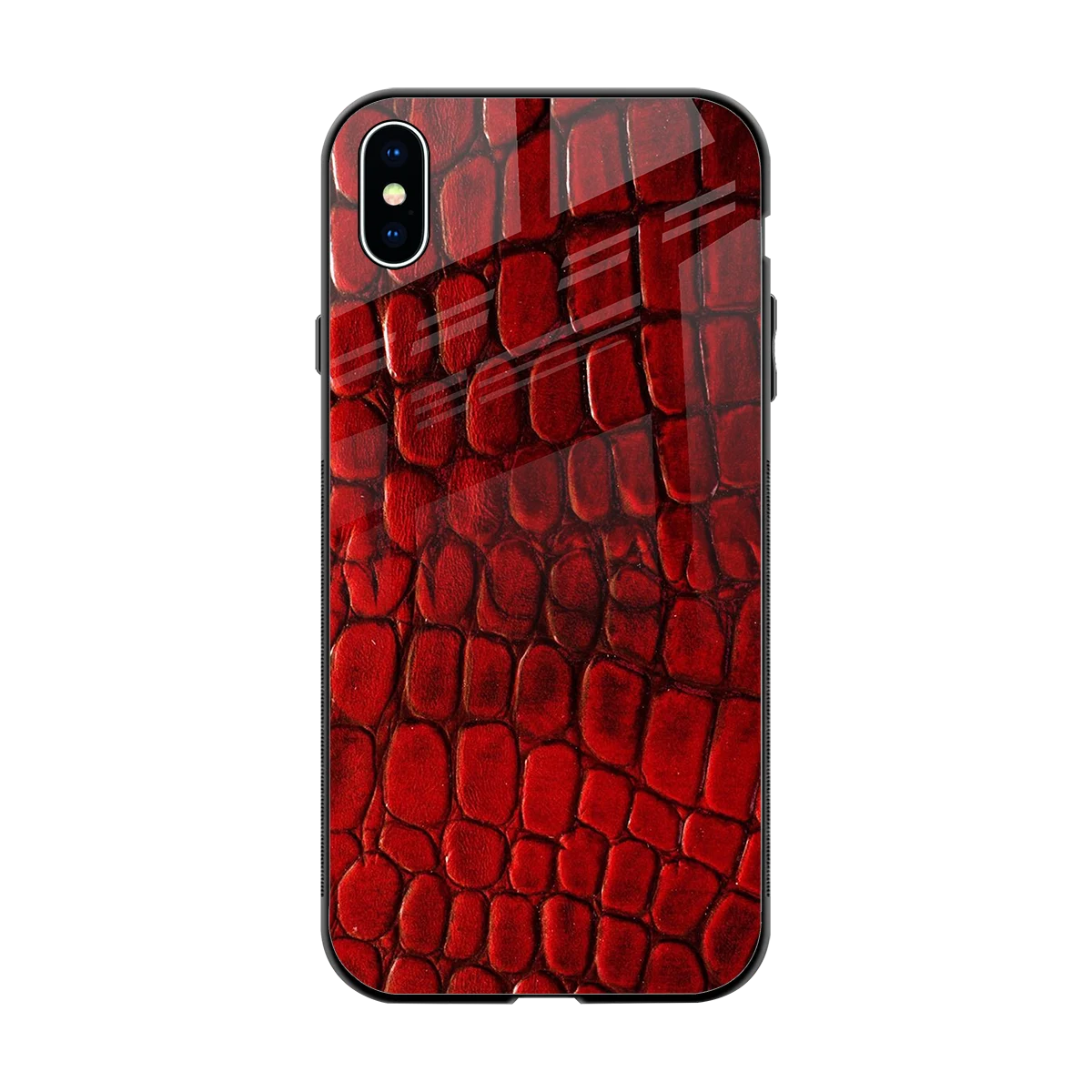 Croco Red back phone cover | glass case for iphone xs max