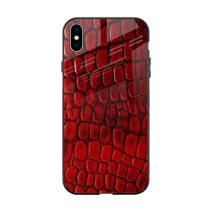 Croco Red back phone cover | glass case for iphone xs max