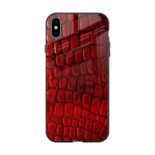 Croco Red back phone cover | glass case for iphone xs max