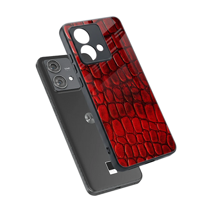 Croco Red sleek motorola edge 40 neo 5g cover with tempered glass back and TPU edges