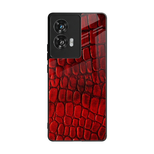Croco Red back phone cover | glass case for motorola edge 50 fusion