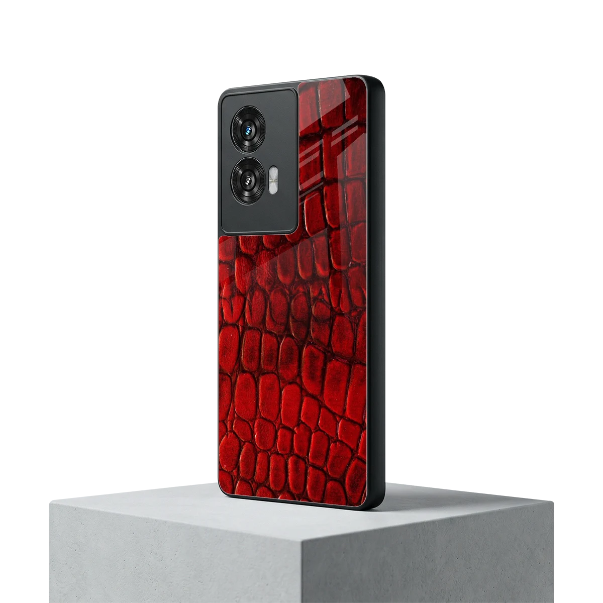 Croco Red motorola edge 50 fusion mobile cover | shockproof glass phone case