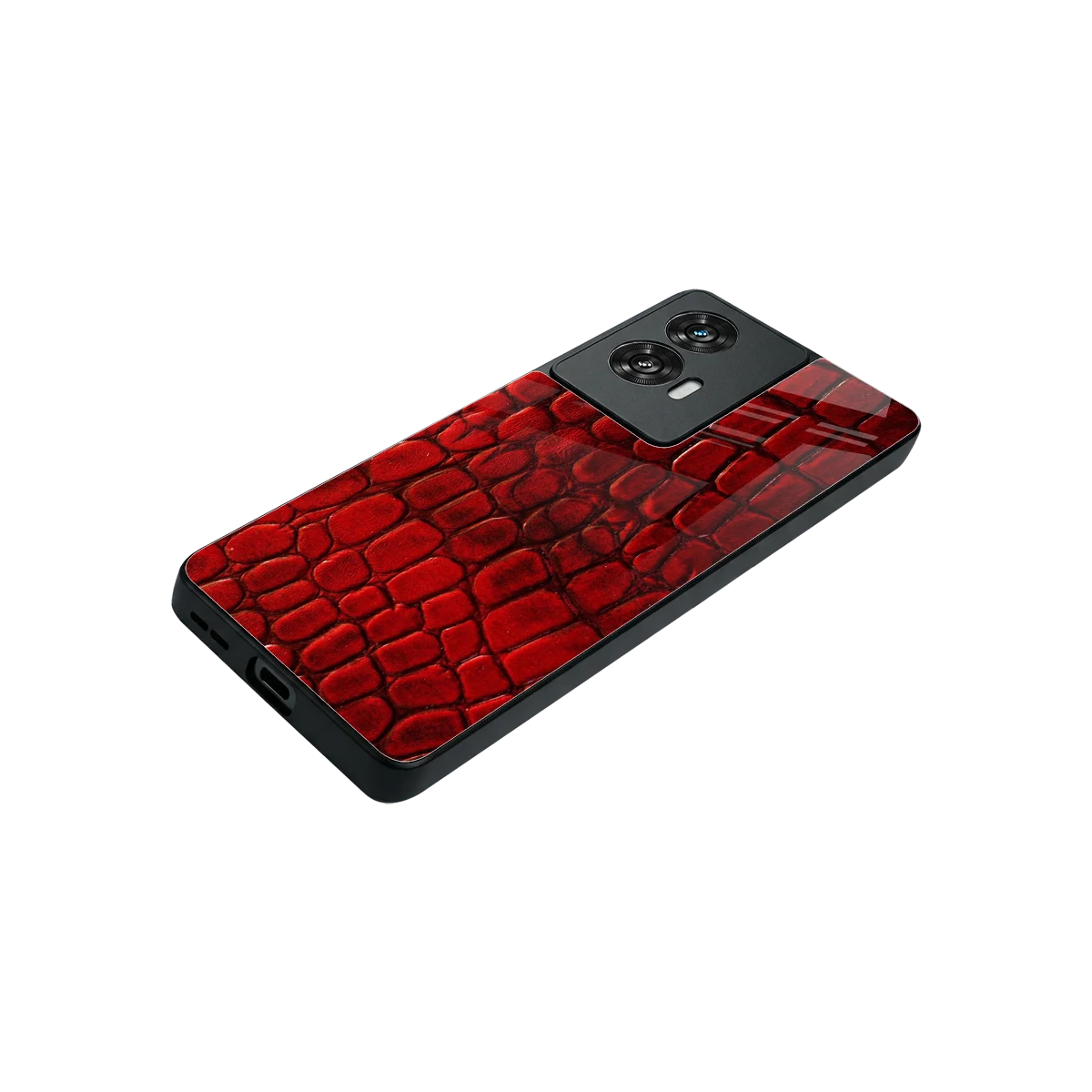 Croco Red stylish phone case for motorola edge 50 fusion | glossy glass and slim fit