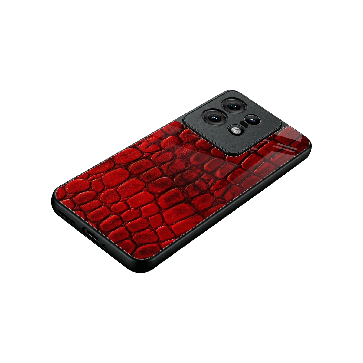 Croco Red stylish phone case for motorola edge 50 pro | glossy glass and slim fit