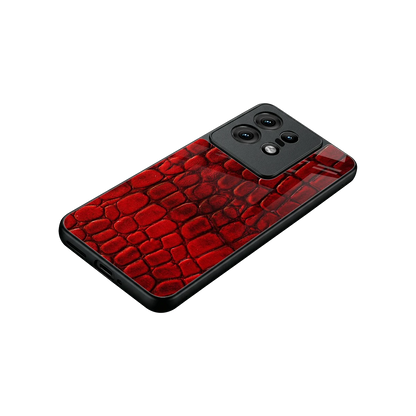 Croco Red stylish phone case for motorola edge 50 pro | glossy glass and slim fit