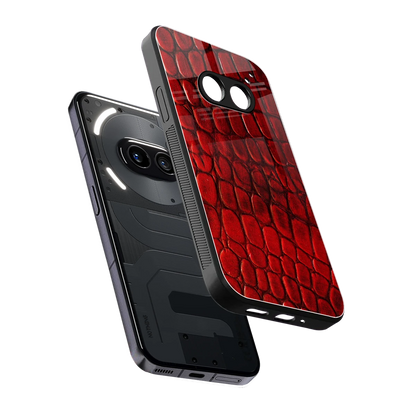 Croco Red sleek nothing phone 2a cover with tempered glass back and TPU edges